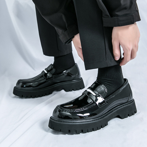 <span class=keywords><strong>Scarpe</strong></span> da Cerimonia Nere <span class=keywords><strong>Comode</strong></span> per Uomo, <span class=keywords><strong>Scarpe</strong></span> Casual di Design con Suola Spessa, Stile Non Tradizionale Slip-On - Product Image 4