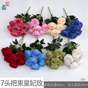 Roses artificielles en soie rouge, à trois têtes, à tige unique, pour décorations d'arche de mariage et arrangements de bienvenue d'hôtel - Product Image 5
