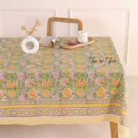 Nappe indienne en pur coton 100% faite à la main, imprimé floral, décor de table de mariage, couverture de salle à manger