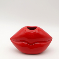 Vas Bunga Keramik Bibir Merah Seksi, Botol Diffuser Reed Seni Pop Kreatif, Vas Bunga Mini Bentuk Bibir Unik, Dekorasi Rumah