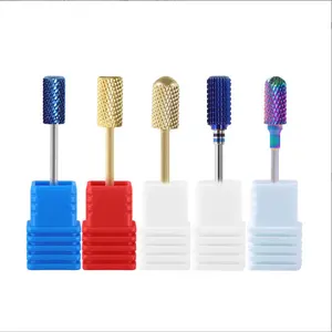 Wholesale manicure polishing head vacuum plating color alloy tungsten steel polishing head polishing nail drill bits