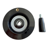 Volante de bakelite negro con asa giratoria y radios completos, volante sólido para máquina de torno, volante con parte trasera corrugada