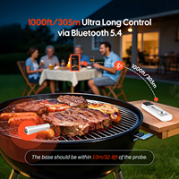 Termometer daging nirkabel Mini INT-11I-B, termometer daging IP67 Bluetooth 5.4, 1.000 kaki/305m untuk memasak di dapur