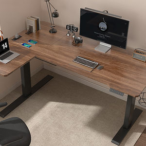 Table électrique en forme de L, réglable, assise et <span class=keywords><strong>debout</strong></span>, <span class=keywords><strong>bureau</strong></span> en bois pour ordinateur portable, jeu, travail, table de levage réglable - Product Image 2