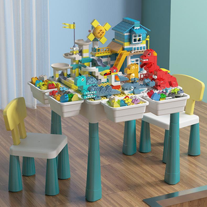 Mesa de actividades múltiples para niños pequeños, mesa de agua, mesa de arena y bloques de construcción, mesa con 4 cajas de almacenamiento, CA - Product Image 2