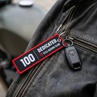 Accessoires pour porte-clés de voiture, tirettes de fermeture éclair, patchs tissés double face, porte-clés personnalisé avec logo brodé pour motos