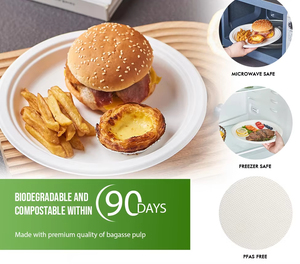 Đĩa tráng miệng nhỏ 6 inch, làm từ giấy bã mía sinh học, không chứa PFAS, dùng một lần - Product Image 2