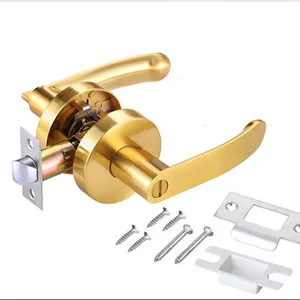 Leverset Door Handle Estilo americano Porta Tubular Handle Lever Lock Gold Door Lever Handle