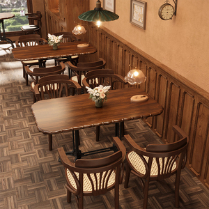 Meubles <span class=keywords><strong>de</strong></span> <span class=keywords><strong>restaurant</strong></span> commerciaux <span class=keywords><strong>de</strong></span> style américain moderne, tables et chaises, plateau en <span class=keywords><strong>bois</strong></span> PU, tailles personnalisables pour les restaurants - Product Image 4