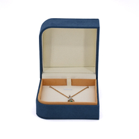 Bague personnalisée boucle d'oreille collier boîte de rangement pour bijoux en lin boîte à bijoux élégante bleue en super fibre avec bord irrégulier