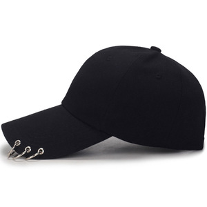 Unisex <b>Baseball</b> <b>Cap</b> Black Metal Ring Sun Protection Casual Hat For Men And Women - Product Image 2
