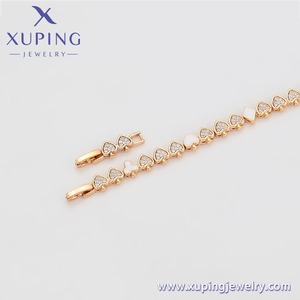 X001036545 <span class=keywords><strong>XUPING</strong></span> Pulsera de moda chapada en oro de 18K para mujer, brazalete de cobre ecológico con dijes de tenis y corazón de diamante, regalo diario - Product Image 4