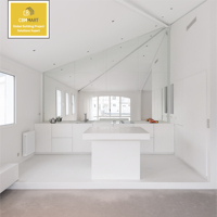 Armário de Cozinha Estilo Americano com Moldura Slim Transicional em Madeira Laminada, Projeto Personalizado para Villa