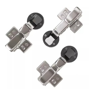 Charnière de meuble 35 mm pour porte vitrée, demi-surfaces, fermeture amortie, en alliage de zinc nickelé, design moderne - Product Image 3