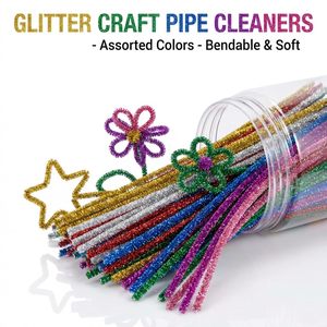 Sparkling Glitter Pipe Cleaners Metallic Shiny <b>for</b> Party Decor 5 Dazzling Colors 100pcs - Product Image 2