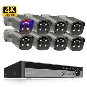 4K güvenlik kamera sistemi Poe CCTV kiti 8 kanal 4K 8MP hareket algılama iki yönlü ses IP kamera