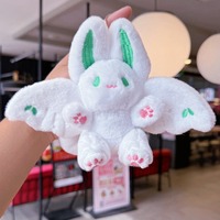 Porte-clés/Pendentif en peluche lapin volant mignon avec oreilles mobiles - Adorable lapin ailé en polyester et coton PP (Pendentif de sac à dos)