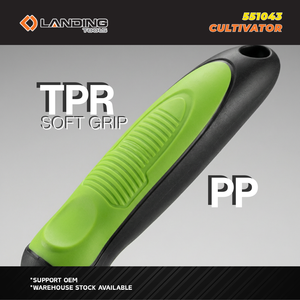 Cultivateur de jardin robuste en acier au carbone à 3 dents LANDING 551043 avec poignée ergonomique souple pour le désherbage et le desserrage du sol, noir/vert - Product Image 5
