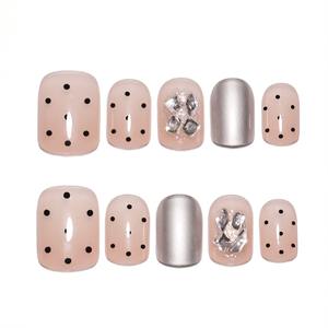 10 ชิ้น/ชุด เล็บปลอมอะคริลิคทรงเหลี่ยมขนาดกลาง สีชมพูไล่เฉดประกายเพชรระยิบระยับ พร้อมกาว SP103 - Product Image 5