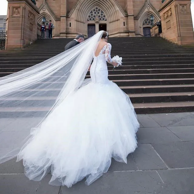 فستان زفاف بظهر حورية البحر الأفريقي للنساء 100% صور حقيقية