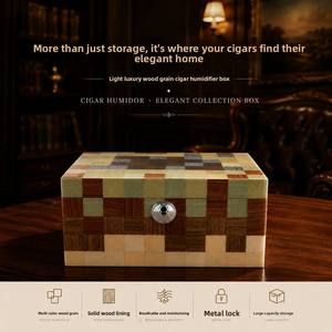 Humidor de Cigarros GUEVARA de Madera Empalmada al por Mayor, Humidor de Escritorio con Revestimiento de Cedro Sólido para Tiendas de Cigarros, Accesorios de Cigarros de Lujo - Product Image 4