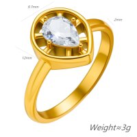 Ensemble de bagues empilables plaquées or en acier inoxydable avec zircon rond et goutte d'eau, bijoux de mariage ajustables pour couples