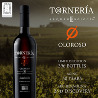 Sherry OLOROSO TORNERIA fabriqué en Espagne, 500 ml, apéritif, 100 % Palomino Fino, vieilli 50 ans en fût de chêne, vin de Sherry espagnol