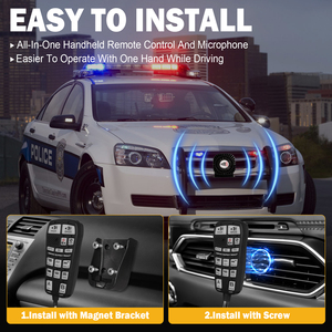 Bộ hệ thống âm thanh khẩn cấp Pinzhi JBQ-001 200W siêu mỏng, còi sắt đa âm, micro cầm tay, dùng cho ô tô, xe cộ, báo động ô tô 12V - Product Image 3