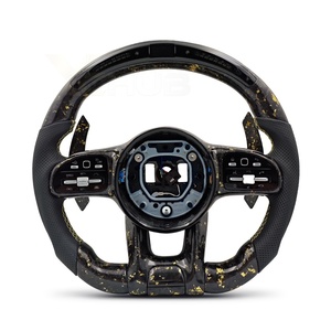 Volante LED de Fibra de Carbono Forjado Dorado para <span class=keywords><strong>Mercedes</strong></span> Benz W221 W222 W212 W213 GLE W167 W164 Clase C W205 C300 <span class=keywords><strong>4matic</strong></span> 2015 - Product Image 1