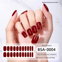Tren Terbaru Stiker Kuku Gel Tanpa Panggang Tahan Lama Warna Pink Muda Strip Gel Kuku Bebas UV Stiker Kuku Semi-Cured