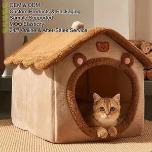 Pet House Small Animal Nest Rectangle Cartoon Dog & <b>Cat</b> Bed Detachable Washable Memory Foam Filled All Seasons Wholesale - Product Image 1