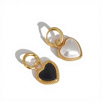 Boucles d'oreilles pendantes uniques noires et blanches pour femmes, plaquées or 18 carats, style bohème, Chine 2025, nouvelles tendances, design de niche FF3098