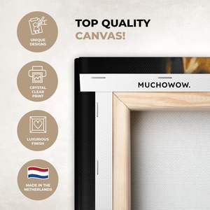 MuchoWow Art mural sur <span class=keywords><strong>toile</strong></span> moderne noir et or avec visage et lèvres, 120x80cm, décoration pour salon et chambre, cadeau - Product Image 2