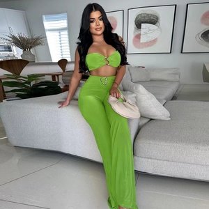 Ensemble de pantalons deux pièces sans bretelles Sexy pour femmes couleur unie transfrontalière pour la mode européenne américaine AliExpress pour <span class=keywords><strong>Amazon</strong></span> nouveau - Product Image 5