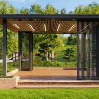 Pergola en aluminium de luxe avec écrans d'intimité, gazebo moderne imperméable pour villa, patio, jardin