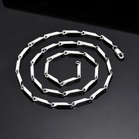 Mode argent Sterling 925 Hip Hop Couples 3.4mm carré tour de cou bambou serrure os plaine chaîne collier pour femmes et hommes