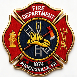 Phoenixville Fire Department 1874 PA Gold Plated Zinc Alloy Enamel <b>Badge</b> Emblem Collectible Art - Product Image 6