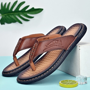 Soldes Exceptionnelles : Tongs d'Été Légères <span class=keywords><strong>en</strong></span> Cuir Véritable pour Hommes, Antidérapantes et Respirantes, Chaussures de Plage Décontractées – Expédition Internationale - Product Image 3
