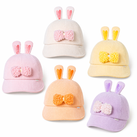 Casquette de baseball en velours côtelé pour bébés et enfants, avec oreilles de lapin mignonnes et nœud, chapeau à bord souple, accessoires de protection solaire pour nourrissons et tout-petits