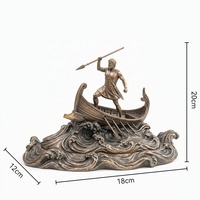 Statue de guerrier d'Odyssée en polyrésine personnalisée en gros, sculpture de bataille de bateaux grecs antiques, décoration de bureau et de maison, artisanat, cadeaux
