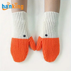 Gants en tricot unisexes 3d chauds d'hiver, mitaines élastiques mignonnes de couleur contrastée, gants chauds d'automne et d'hiver unisexes résistants au froid - Product Image 5