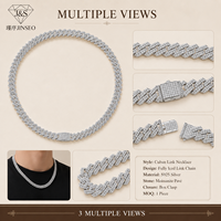Collier chaîne cubaine en moissanite entièrement sertie, plaqué rhodium S925, anti-ternissement, de qualité supérieure, pour homme, bijoux hip-hop, cadeau