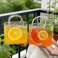 Gobelet en verre transparent créatif en forme de sac à main avec paille pour boissons nomades, tasse à jus INS, mug en verre