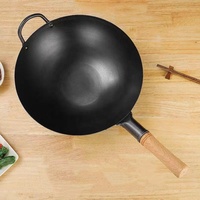 Restoran koki memasak wajan tradisional Cina gaya Jepang non-stick baja karbon wajan peralatan masak