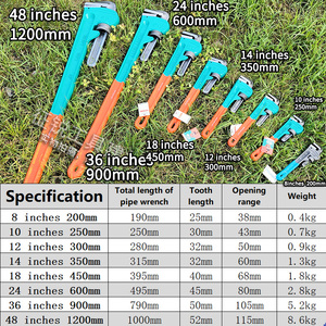 Jeu <span class=keywords><strong>de</strong></span> 3 clés à tuyaux industrielles robustes 12, 14, 18 pouces avec poignée souple en acier à haute teneur en carbone, kit réglable pour la construction - Product Image 6