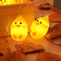 Lumière LED rechargeable à piles en cuivre pour intérieur IP44, 10 LED, design poulet de Pâques, décoration de festival