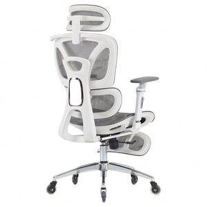 Chaise de bureau grise haut de gamme avec appui-tête et dossier réglables, design moderne, chaise en maille avec base en métal, vente en gros - Product Image 4