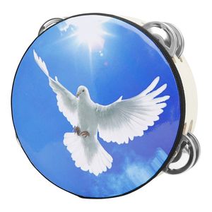 Instrumentos de percusión Orff, juego de panderetas de doble fila con diseño de paloma, tambor de mano para danza, música y presentaciones. - Product Image 3