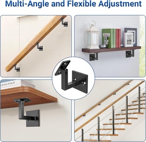 Kit di staffe per corrimano a parete quadrata <span class=keywords><strong>regolabili</strong></span> in metallo resistente staffe girevoli a mano per staffa triangolare per scale - Product Image 4