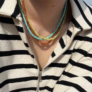 Moda piedra <span class=keywords><strong>Natural</strong></span> 2x4mm Heishi Rondelle cuentas gargantilla Collar para mujeres capas Collar corto playa joyería al por mayor - Product Image 5